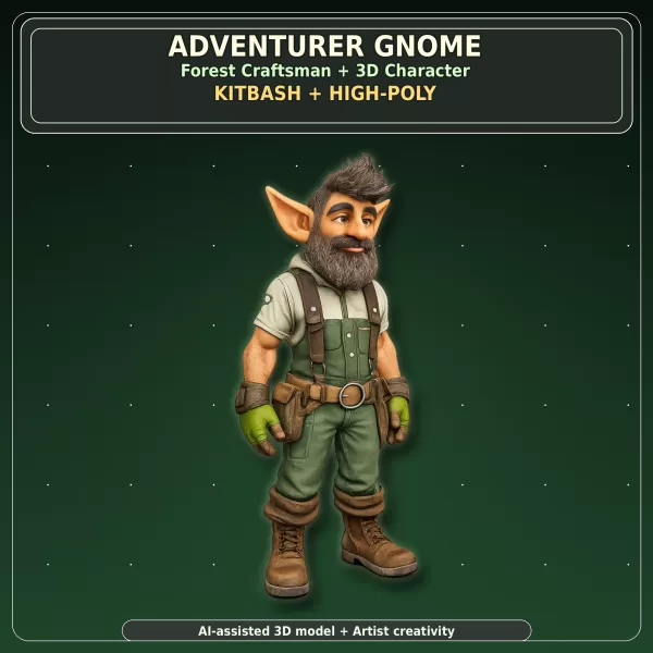 Garden Gnome Character Pack – Fantasy Garden Worker Kitbash - Model preview 18