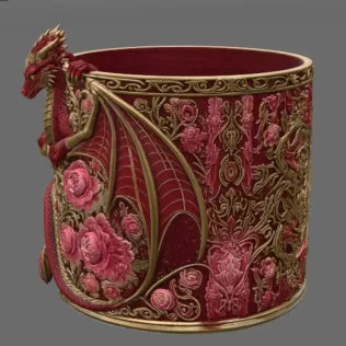 Ruby Rose Dragon Planter STL File for 3D Print - Model thumbnail 9