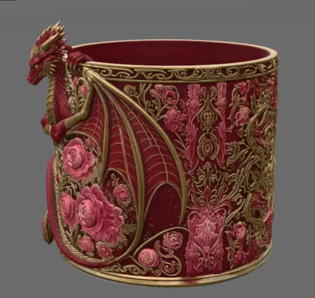 Ruby Rose Dragon Planter STL File for 3D Print - Model preview 9