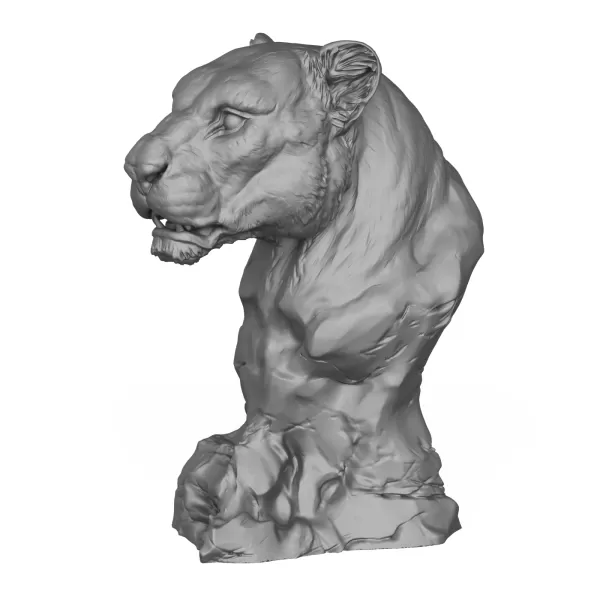 Wild Lioness Head Sculpture 3D Print Model - Model preview 3