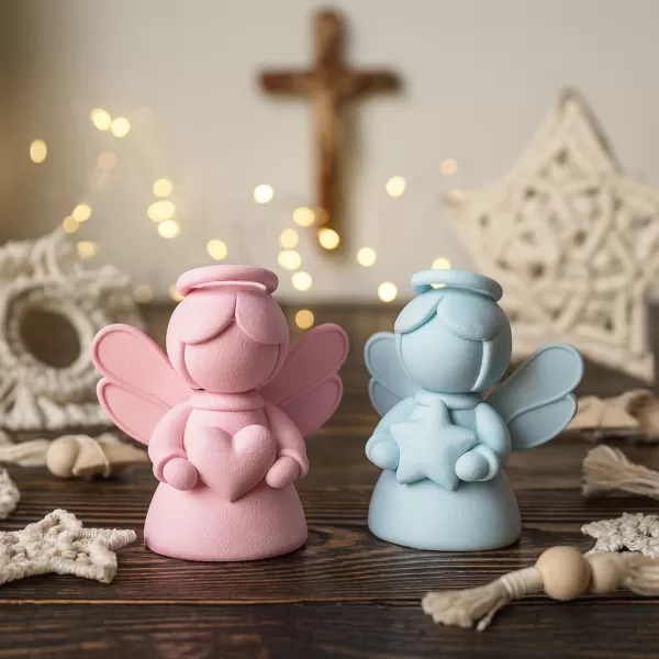 Cute Christmas Angel Figure Set | 2 pcs Guardian Angels | Heart - Model preview 5