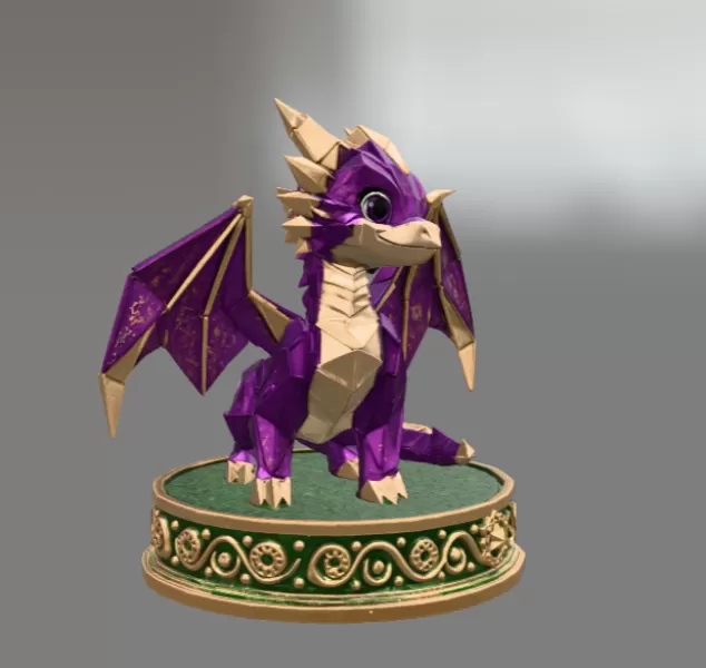 Origami Style Baby Dragon STL File for 3D Print - Model preview 6