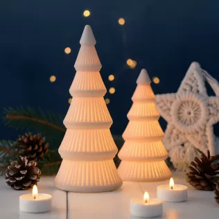 Christmas Tree Candle Holder Set | 2 pcs LED Holiday Decoration - Model thumbnail 3