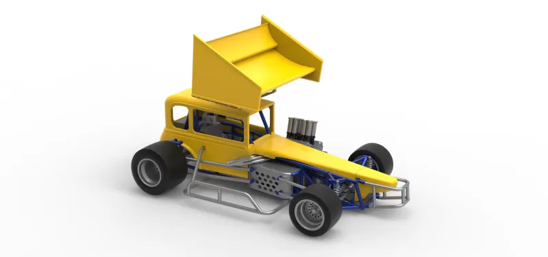 Vintage Winged Supermodified stock car Version 3 Scale 1:25 - Model preview 24