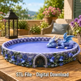Sleeping Baby Dragon Tray STL File for 3D Print - Model thumbnail 2