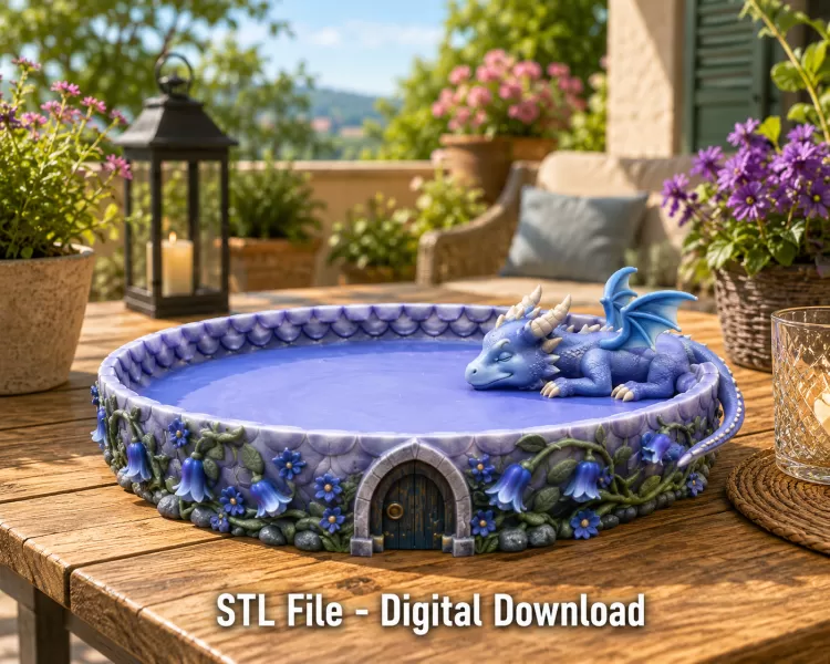 Sleeping Baby Dragon Tray STL File for 3D Print - Model preview 2
