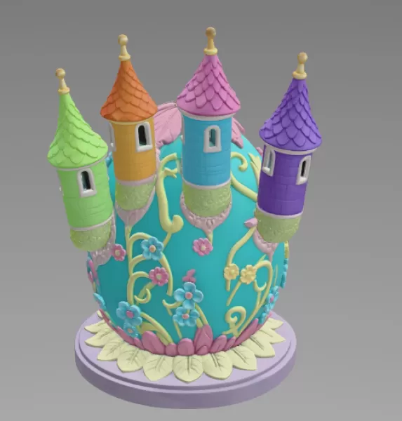 Fantasy Egg Castle House - STL File 3D Printable - Model preview 5