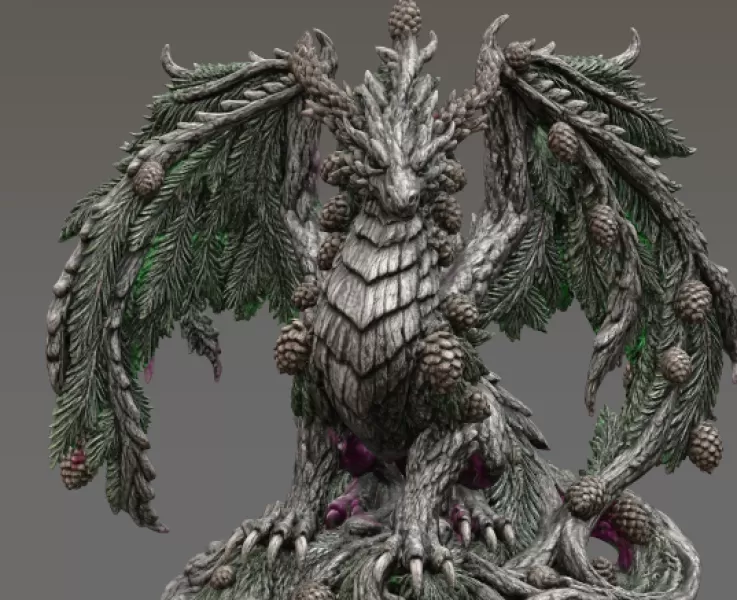 Ancient Forest Guardian Dragon STL File for 3D Print - Model preview 7