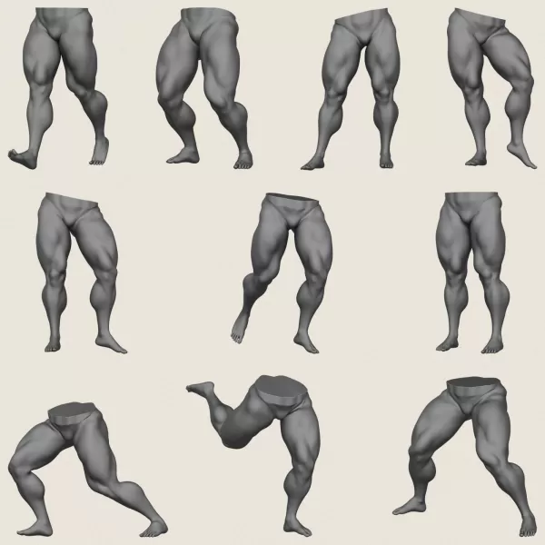 Muscular Man Leg Pose Collection - Model preview 1