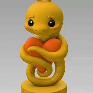 Cute Snake with Heart – 3D Printable STL File - Model thumbnail 3