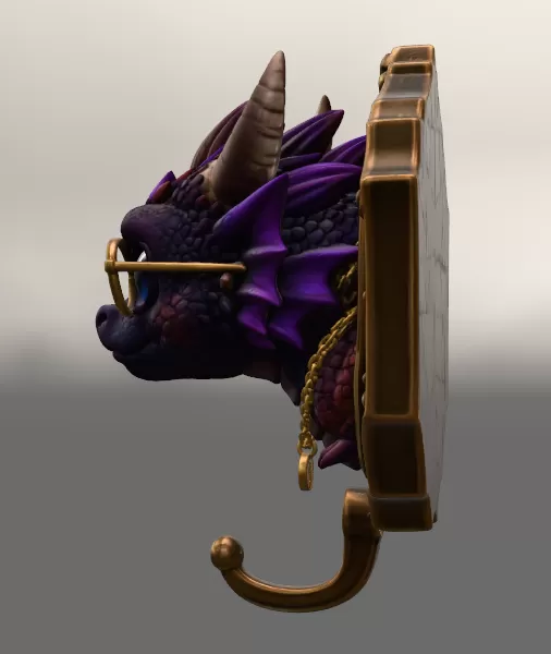 Kawaii Dragon Key Holder STL File for 3D Print - Model preview 5