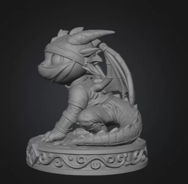 Cute Fantasy Ninja Dragon STL File for 3D Printing - Model preview 8