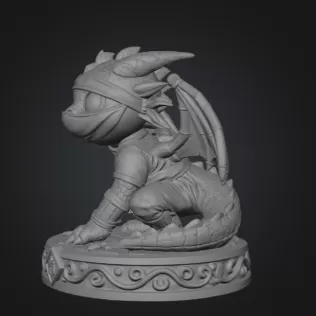 Cute Fantasy Ninja Dragon STL File for 3D Printing - Model thumbnail 8