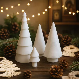 Minimal Christmas Tree Decor Set | 4 pcs Modern Holiday Trees - Model thumbnail 2