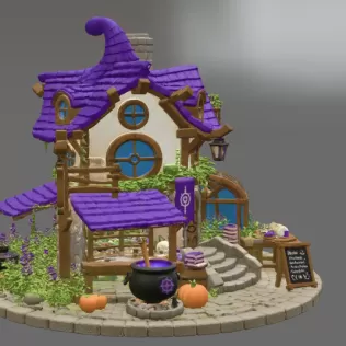 Lavender Witch Apothecary Cottage STL File for 3D Print - Model thumbnail 6