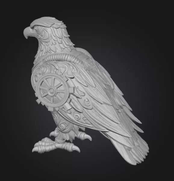 Armored Eagle — Ornate Steampunk Statue (STL) - Model preview 3