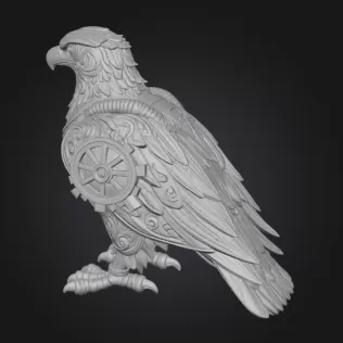 Armored Eagle — Ornate Steampunk Statue (STL) - Model thumbnail 3