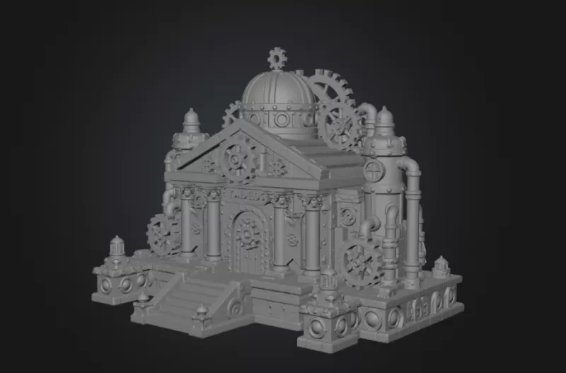 Grand Steampunk Gearworks Castle STL File for 3D Print - Model preview 11