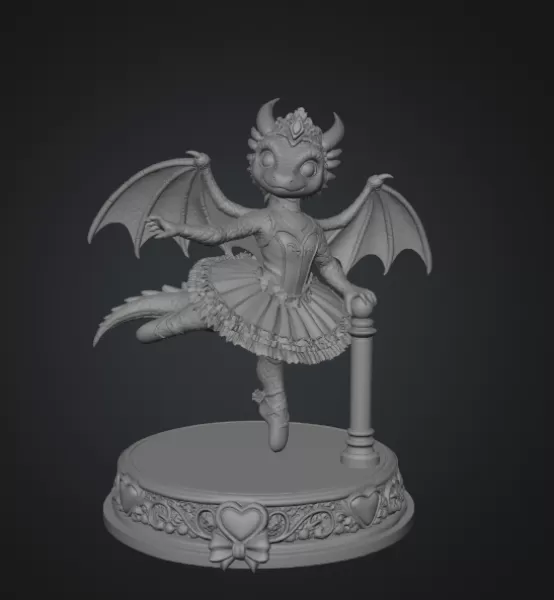 Ballerina Dragon Princess STL File for 3D Printing - Model preview 8