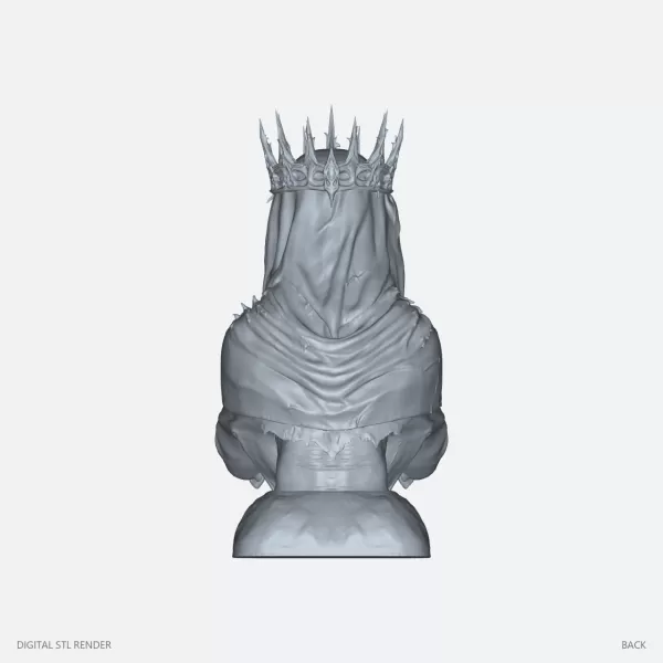 Praying Crowned Gothic Bust - STL - Model preview 4