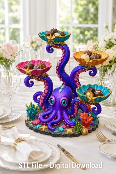 Magical Ocean Octopus Organizer STL File for 3D Print - Model preview 4