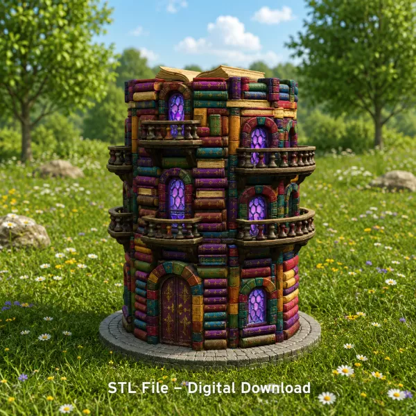 📚 Enchanted Library Tower STL File for 3D Print - Model preview 3