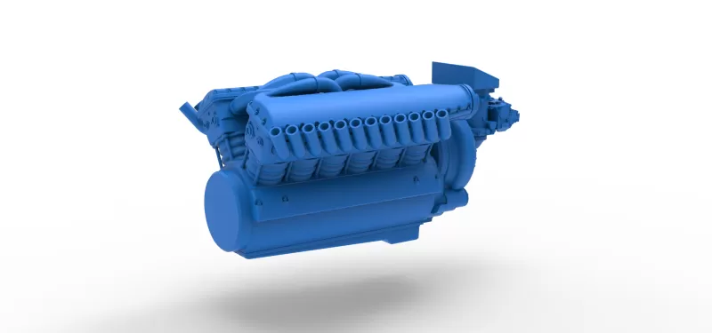 Engine V12 of Vintage Dragster Version 2 Scale 1:25 - Model preview 14