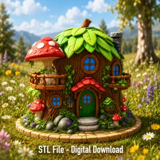 Enchanted Tree House Cottage STL File for 3D Print - Model thumbnail 2