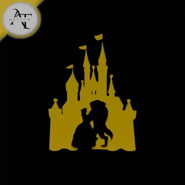 Beauty and the Beast - Silhouette - 2D Wall Art Decor - Model preview 1