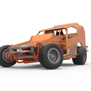 Vintage Dirt Modified stock car Version 3 while turning 1:25 - Model thumbnail 6