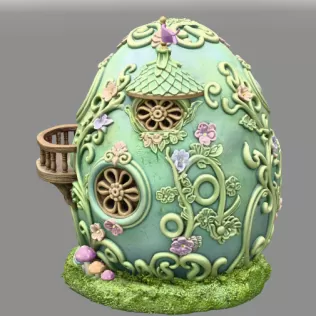 Fantasy Egg House STL File – 3D Printable Easter Decoration - Model thumbnail 4