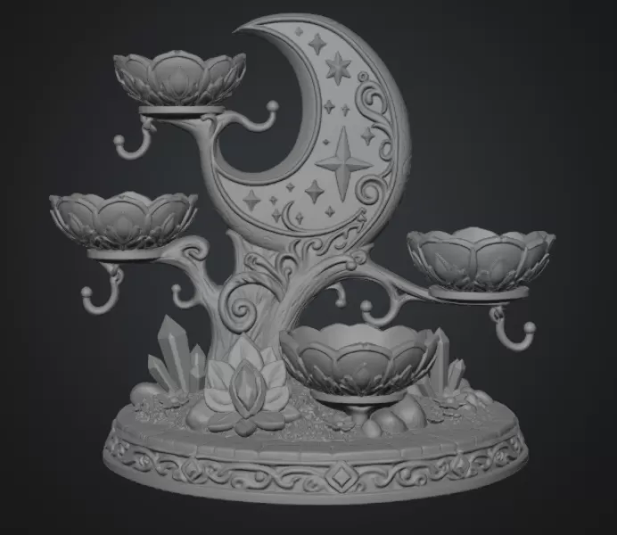 Celestial Moon Jewelry & Key Organizer STL File for 3D Print - Model preview 11