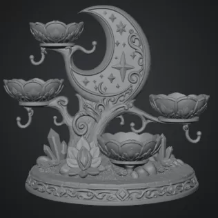 Celestial Moon Jewelry & Key Organizer STL File for 3D Print - Model thumbnail 11