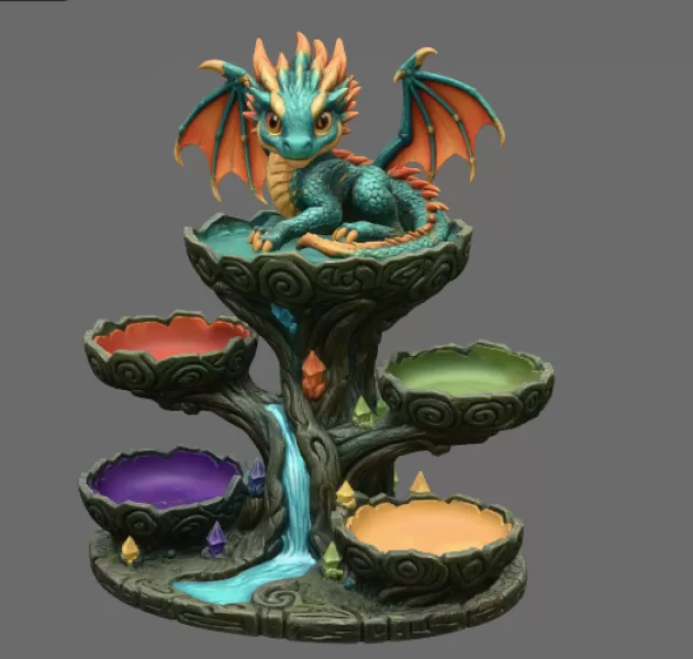 Baby Dragon Organizer Tree STL File for 3D Print - Model preview 8