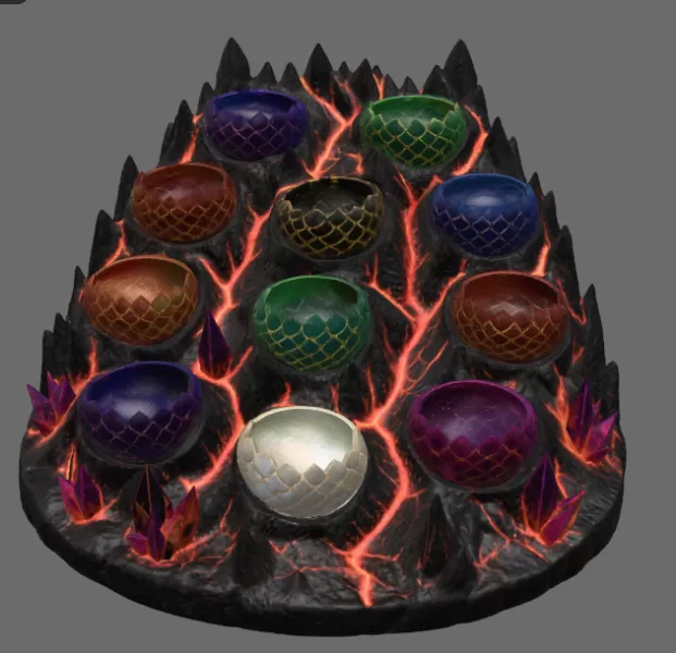 Volcanic Dragon Egg Mountain Organizer STL File for 3D Print - Model preview 8