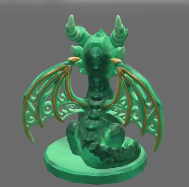 Cute Fantasy Smaragd Dragon – STL File 3D Printable Dragon - Model preview 5