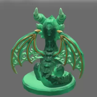 Cute Fantasy Smaragd Dragon – STL File 3D Printable Dragon - Model thumbnail 5