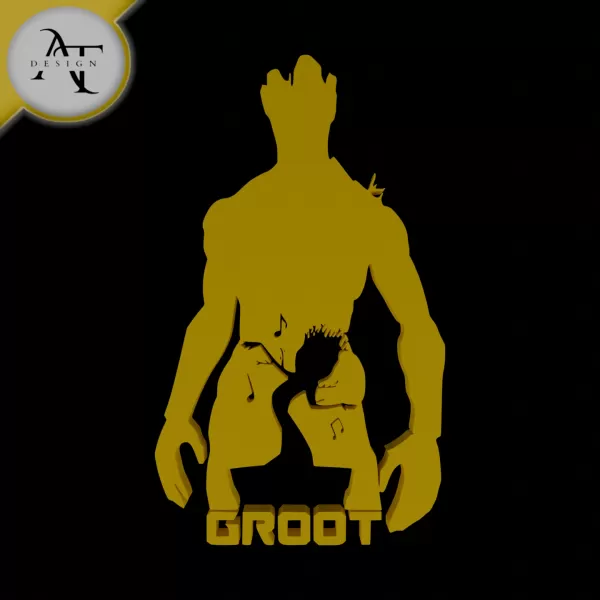 Groot - Guardian Of The Galaxy - Silhouette - 2D Wall Art Decor - Model preview 1