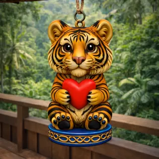 Cute Tiger with Heart – 3D Printable STL File - Model thumbnail 1