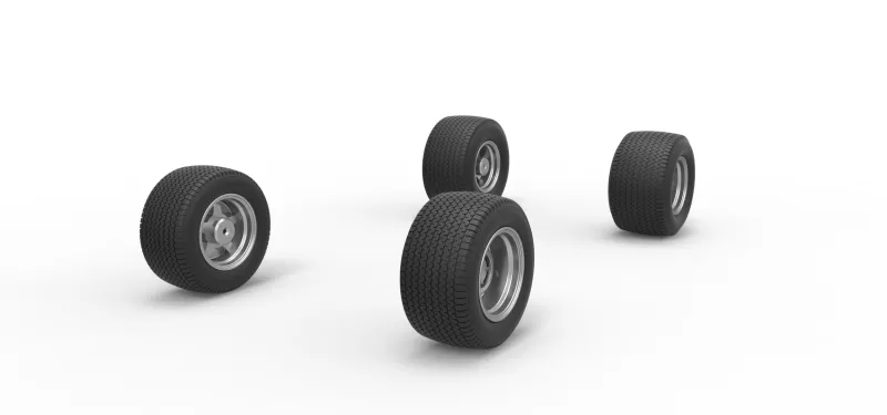 Wheel set of Northeast Dirt Modified stock car V4 Scale 1:25 - Model preview 2