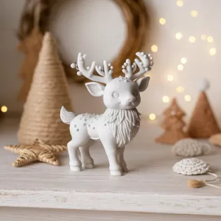 Magic Christmas Deer Figure | Cute Reindeer Sculpture | Holiday - Model thumbnail 3
