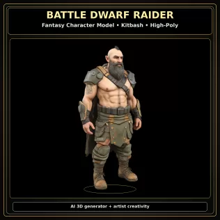 Fantasy Dwarf Warrior Pack – Fantasy Character Model Kitbash - Model thumbnail 14