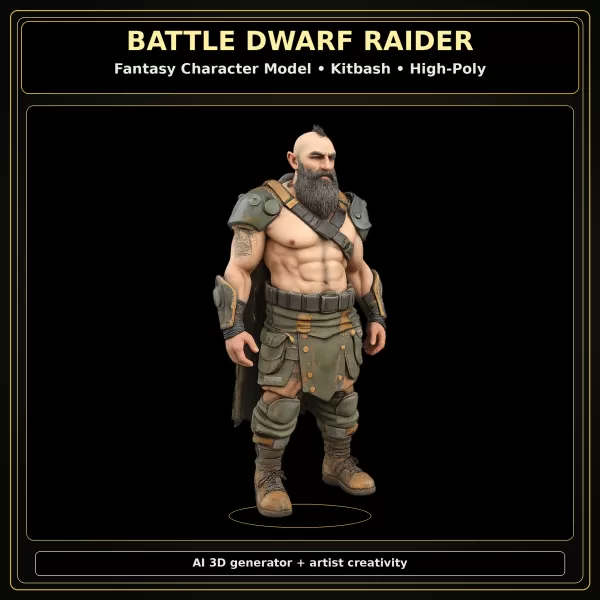 Fantasy Dwarf Warrior Pack – Fantasy Character Model Kitbash - Model preview 14