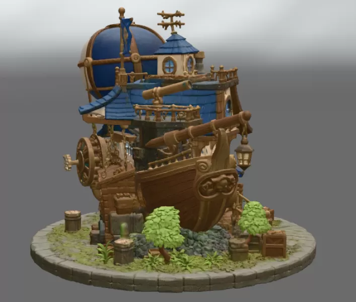 Sky Captain Airship House STL File for 3D Print - Model preview 10