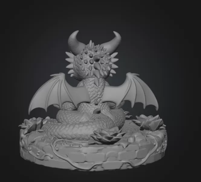 Meditating Baby Dragon STL File for 3D Print - Model preview 10