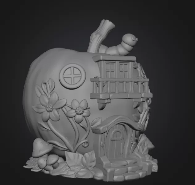 Enchanted Apple Cottage STL File 3D Printable - Model preview 10