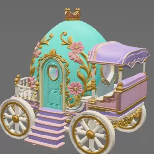 Royal Fantasy Egg Carriage - STL File 3D Printable - Model thumbnail 4