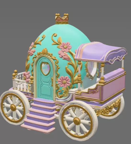 Royal Fantasy Egg Carriage - STL File 3D Printable - Model preview 4