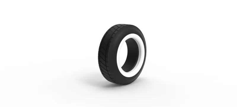 Vintage dirt Whitewall tire Scale 1:25 - Model preview 2