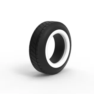 Vintage dirt Whitewall tire Scale 1:25 - Model thumbnail 2